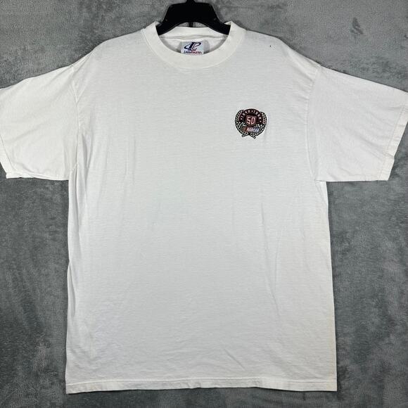 VINTAGE 1998 NASCAR Logo‎ Athletic Shirt Men's L White 50 Year Anniversary Logo - Picture 1 of 8